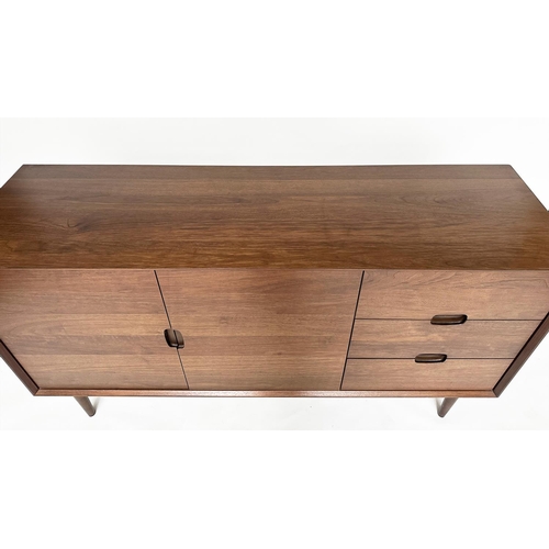 350 - SIDEBOARD, 1970s teak with two doors and three drawers all with recessed handles, 155cm W.