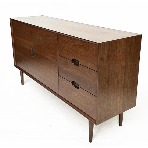 350 - SIDEBOARD, 1970s teak with two doors and three drawers all with recessed handles, 155cm W.