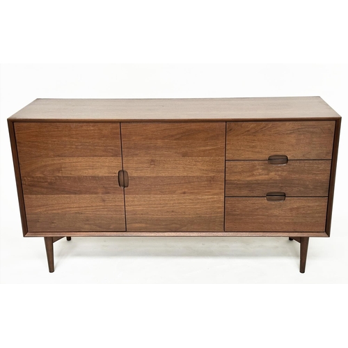 350 - SIDEBOARD, 1970s teak with two doors and three drawers all with recessed handles, 155cm W.