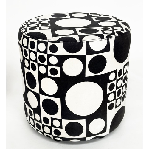 351 - JOHANSON BOB STOOLS, a pair, with Verner Panton geometric fabric, 43cm H x 43cm W. (2)