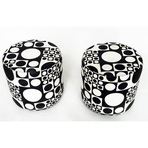 351 - JOHANSON BOB STOOLS, a pair, with Verner Panton geometric fabric, 43cm H x 43cm W. (2)