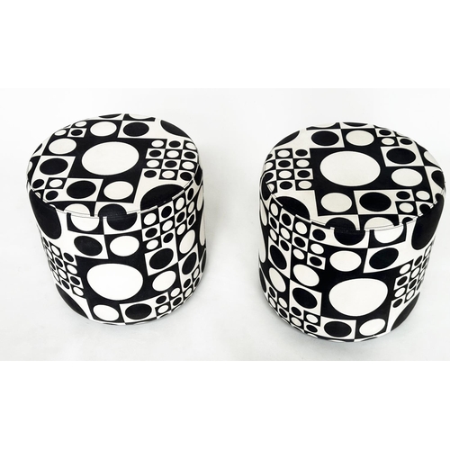 351 - JOHANSON BOB STOOLS, a pair, with Verner Panton geometric fabric, 43cm H x 43cm W. (2)