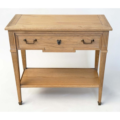 352 - HALL TABLE, French oak Directoire style with frieze drawer and undertier, 85cm W x 35cm D x 81cm H.