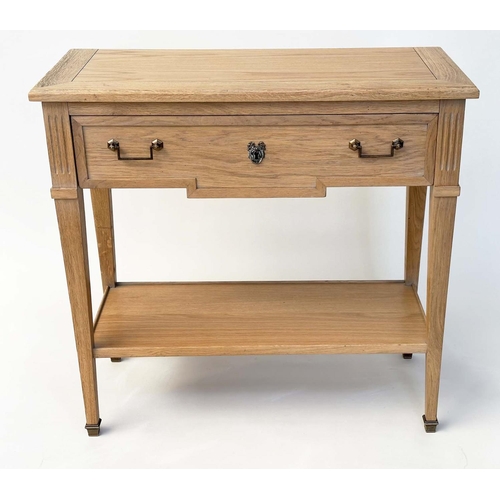 352 - HALL TABLE, French oak Directoire style with frieze drawer and undertier, 85cm W x 35cm D x 81cm H.