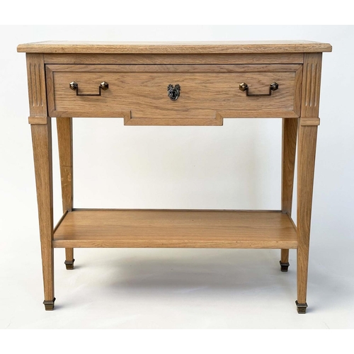 352 - HALL TABLE, French oak Directoire style with frieze drawer and undertier, 85cm W x 35cm D x 81cm H.