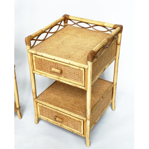 354 - 'ANGRAVES' LAMP TABLE, rattan framed under panelled and cane bound with two drawers and gallery, tog... 