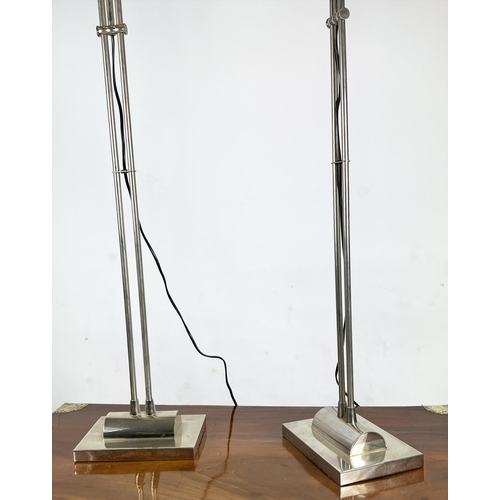 381 - VALSAN DESK LAMPS, a pair, chrome adjustable design, 140cm H max. (2)