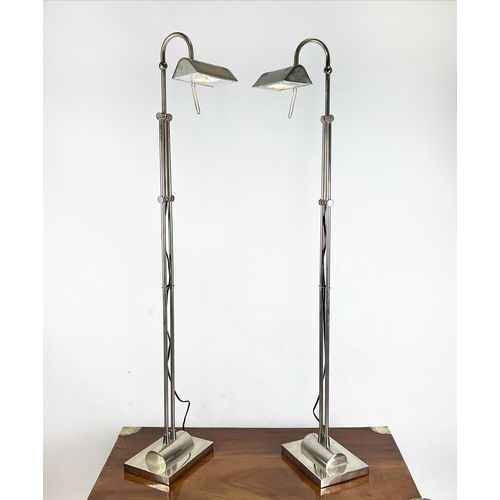 381 - VALSAN DESK LAMPS, a pair, chrome adjustable design, 140cm H max. (2)