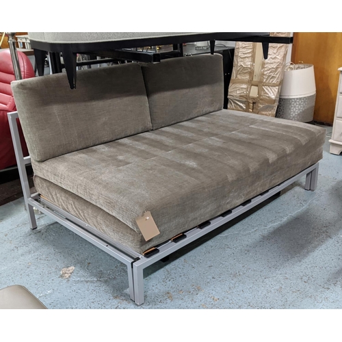 382 - MILANO DESIGN SOFA BED, 155cm W approx, neutral fabric upholstered.