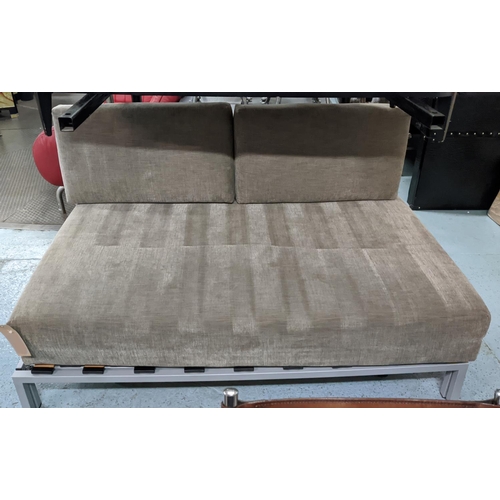 382 - MILANO DESIGN SOFA BED, 155cm W approx, neutral fabric upholstered.