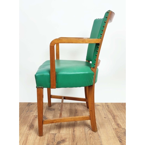 383 - OPEN ARMCHAIRS, a pair, vintage 20th century, green vinyl upholstery, 83cm H. (2)