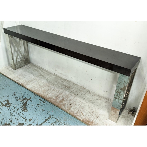 410 - CONSOLE TABLE, 210cm x 36cm 75.5cm, Art Deco style design.