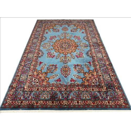 71 - FINE PERSIAN KIRMAN LAVAR CARPET, 300cm x 195cm.