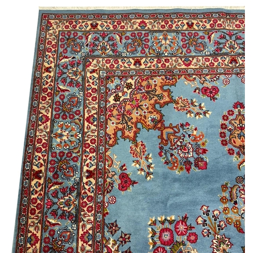 71 - FINE PERSIAN KIRMAN LAVAR CARPET, 300cm x 195cm.