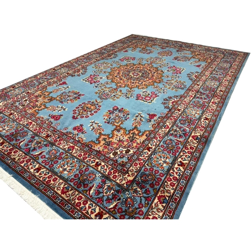 71 - FINE PERSIAN KIRMAN LAVAR CARPET, 300cm x 195cm.