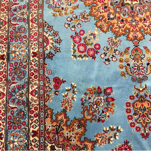 71 - FINE PERSIAN KIRMAN LAVAR CARPET, 300cm x 195cm.