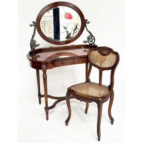 99 - THEODORE ALEXANDER DRESSING TABLE, burr walnut and bronzed metal mounted with mirrorand frieze drawe... 