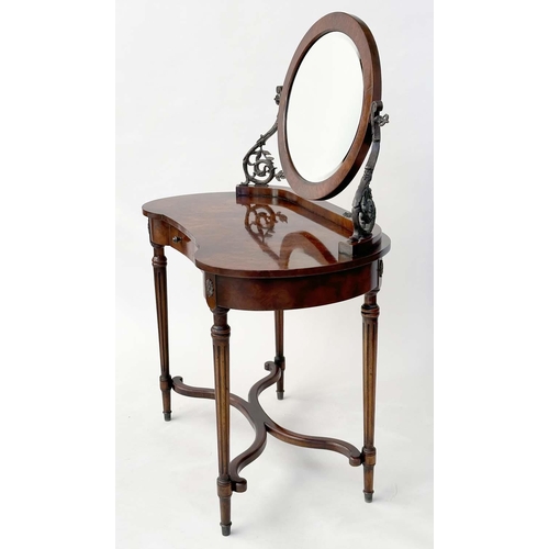 99 - THEODORE ALEXANDER DRESSING TABLE, burr walnut and bronzed metal mounted with mirrorand frieze drawe... 