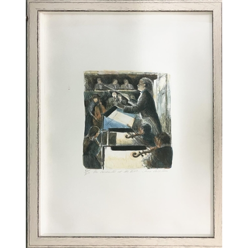 28 - JANE CORSELLIS, NEAC, RWS, RCA (B.1940), 'The conductor at the ENO', lithograph, 64cm x 47cm, signed... 