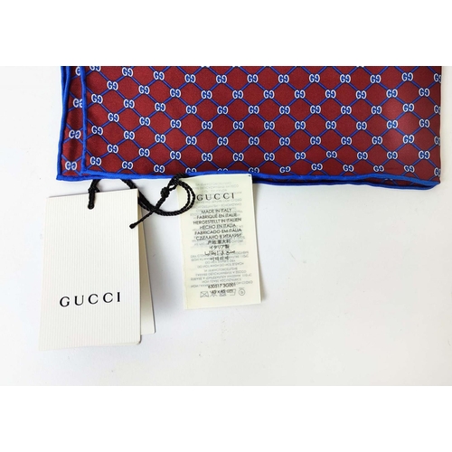 79 - GUCCI TIE, silk, with GG iconic pattern, 148cm x 7cm together with a pocket square/handkerchief, 45c... 