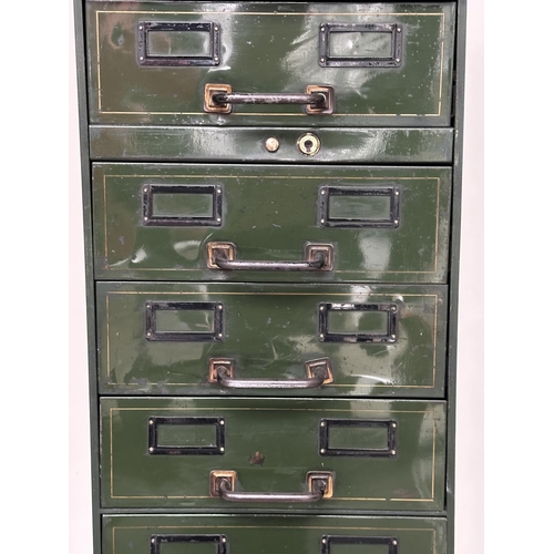 265 - FILING CHEST, early 20th century Romeo Ltd with fifteen gilt lined drawers with label holders, GVR s... 