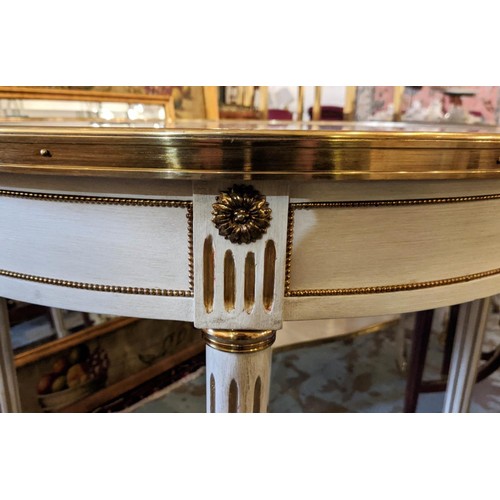 266 - CENTRE TABLE, 81cm x 81cm H, Louis XVI style, the circular marble top on a painted base, with gilt d... 