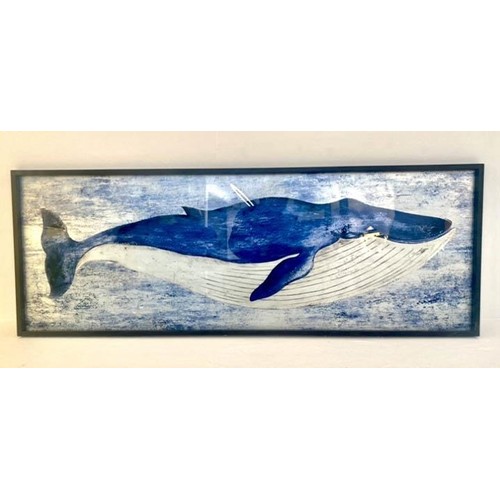 422 - CONTEMPORARY SCHOOL, study of a whale, 44cm x 120cm, print, framed.