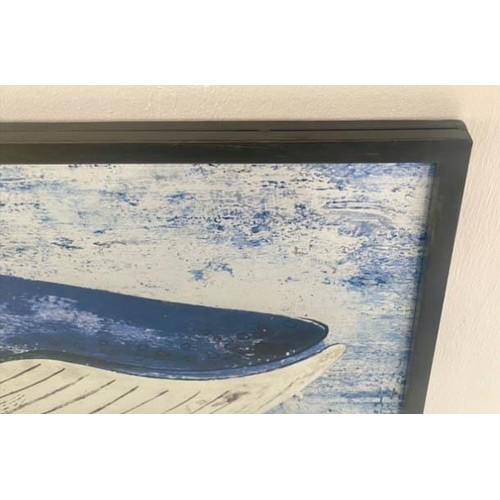 422 - CONTEMPORARY SCHOOL, study of a whale, 44cm x 120cm, print, framed.