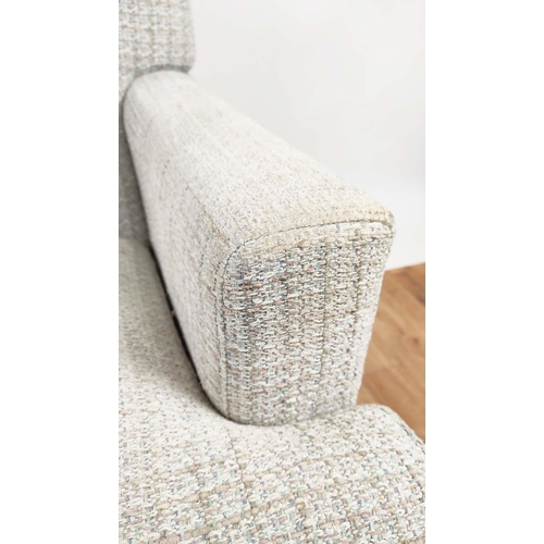 426 - ARMCHAIR BY MARIE CORNER , 75cm W x 88cm H, in a woven fabric.