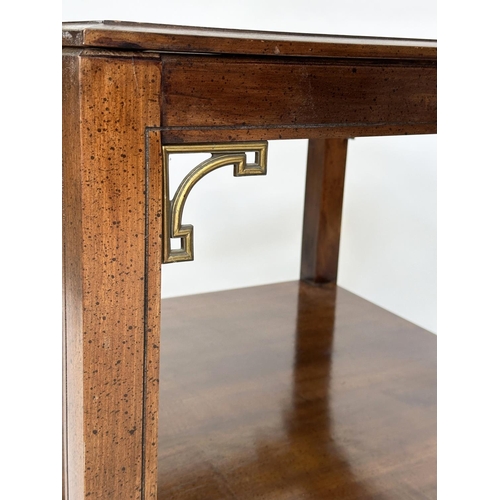 309 - LAMP TABLES, a pair, Georgian style mahogany and gilt metal mounted, each square glazed with underti... 