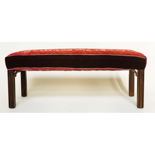 354 - KELIM WINDOW SEAT/HEARTH STOOL, George III design antique turkoman tribal flat weave upholstered wit... 