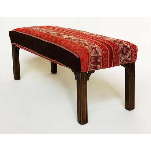 354 - KELIM WINDOW SEAT/HEARTH STOOL, George III design antique turkoman tribal flat weave upholstered wit... 