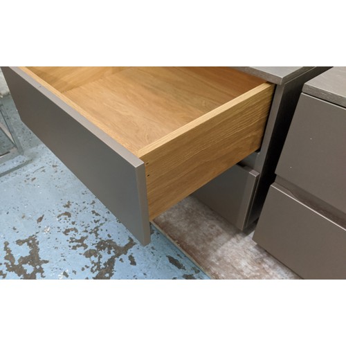 412 - SIDE CHESTS, a pair, each with two soft close drawers, 60cm x 45cm x 51.5cm. (2)