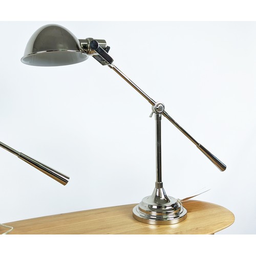 408 - DESK LAMPS, a pair, Art Deco style design, 69cm at tallest, polished metal. (2)