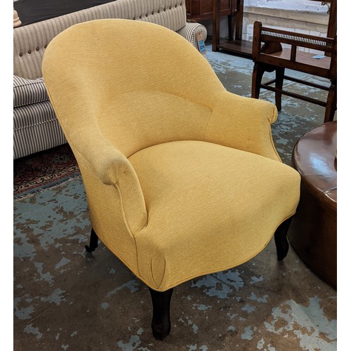 272 - BOUDOIR CHAIR, 19th century French, in mustard textured fabric, 73cm W.