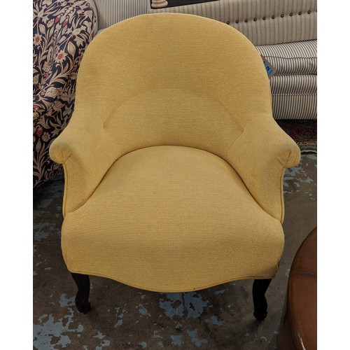 272 - BOUDOIR CHAIR, 19th century French, in mustard textured fabric, 73cm W.