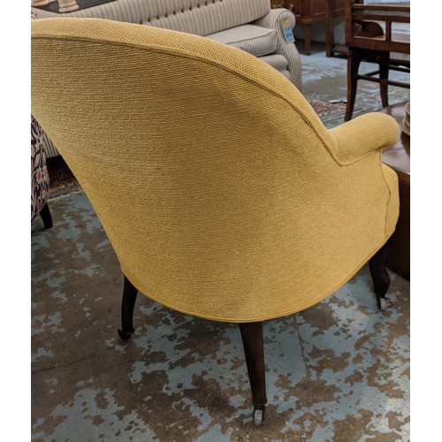 272 - BOUDOIR CHAIR, 19th century French, in mustard textured fabric, 73cm W.