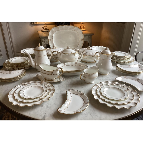 40 - DINNER SERVICE, English fine bone China, Royal Crown Derby, Lombardy, 8 place, 5 piece settings, app... 