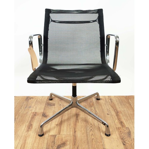 650 - AFTER CHARLES AND RAY EAMES ALUMINIUM GROUP STYLE CHAIR, 83cm H.