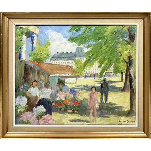106 - CLARA KLINGHOFFER (Attributed to) (1900-1970), 'Market, Paris', oil on canvas, 54cm x 64cm, signed, ... 