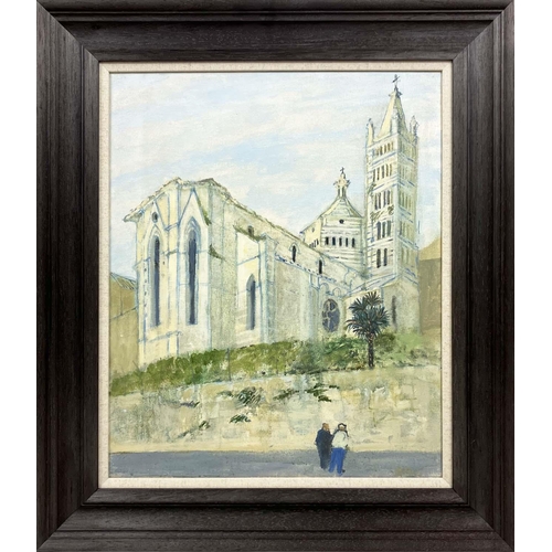130 - RICHARD BEER (1928-2017), 'Cathedral, Italy', oil on canvas, 50cm x 40cm, signed, framed. (Subject t... 