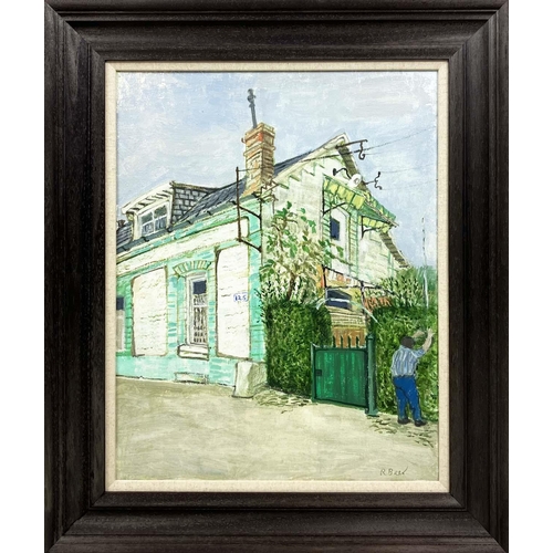 131 - RICHARD BEER (1928-2017),'Village, France', oil on canvas, 50cm x 40cm, signed, framed. (Subject to ... 
