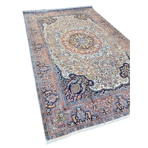 194 - FINE PURE SILK TEHRAN DESIGN CARPET, 295cm x 180cm.