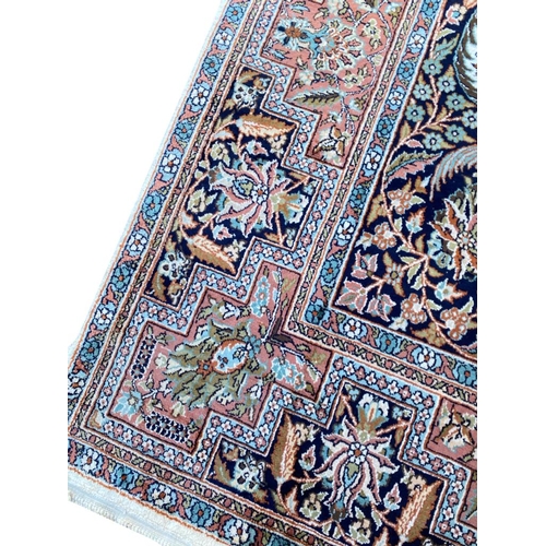 194 - FINE PURE SILK TEHRAN DESIGN CARPET, 295cm x 180cm.