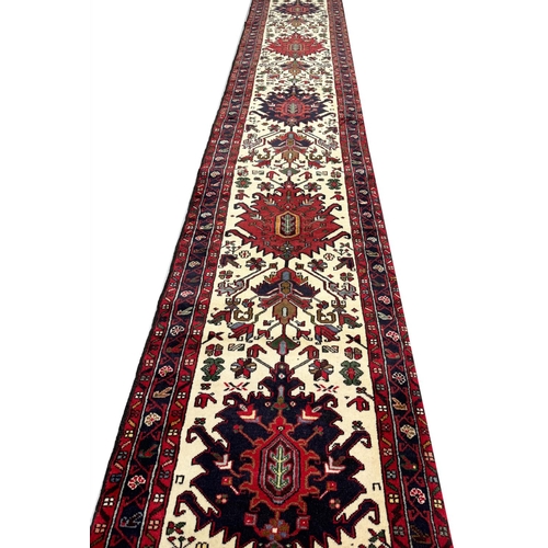 208 - PERSIAN BAKHSHAYISH RUNNER, 437cm x 68cm,  long and narrow.