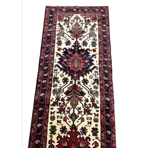 208 - PERSIAN BAKHSHAYISH RUNNER, 437cm x 68cm,  long and narrow.