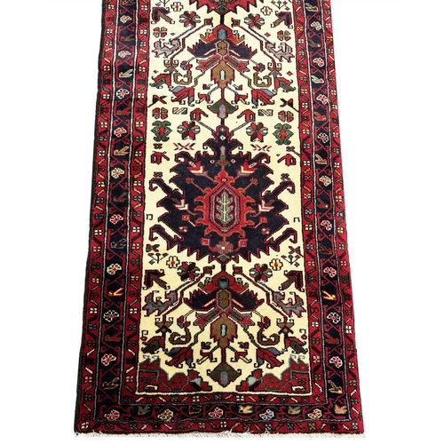 208 - PERSIAN BAKHSHAYISH RUNNER, 437cm x 68cm,  long and narrow.