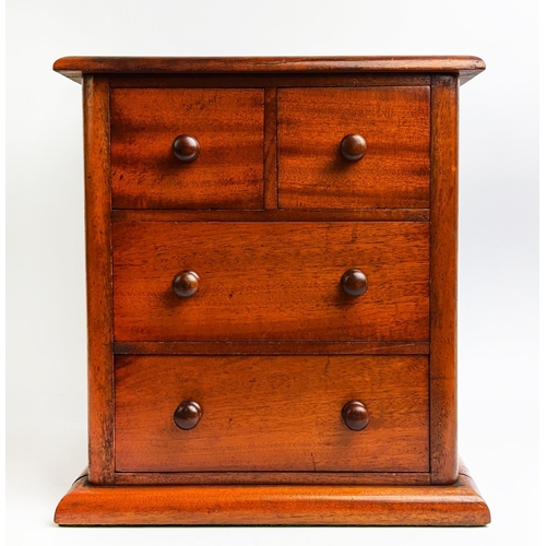 21 - MINIATURE CHEST, 31.5cm W x 34cm H x 26cm D Victorian with four drawers.