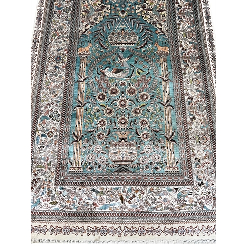 210 - EXTREMELY FINE PURE SILK HEREKE DESIGN RUG, 170cm x 103cm.