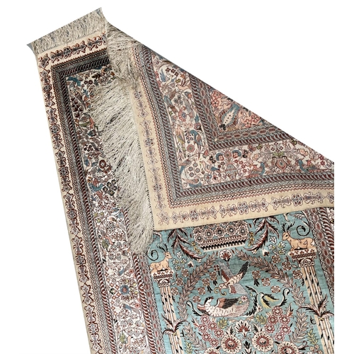 210 - EXTREMELY FINE PURE SILK HEREKE DESIGN RUG, 170cm x 103cm.